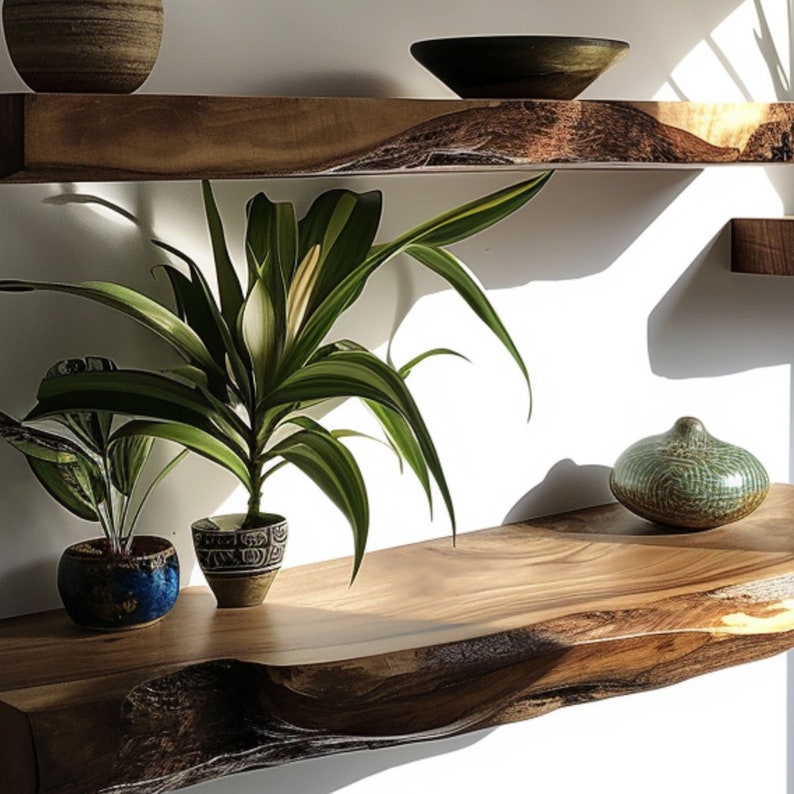 Floating Wall Shelf, Minimal Dark Brown Wood Shelves for Any Room