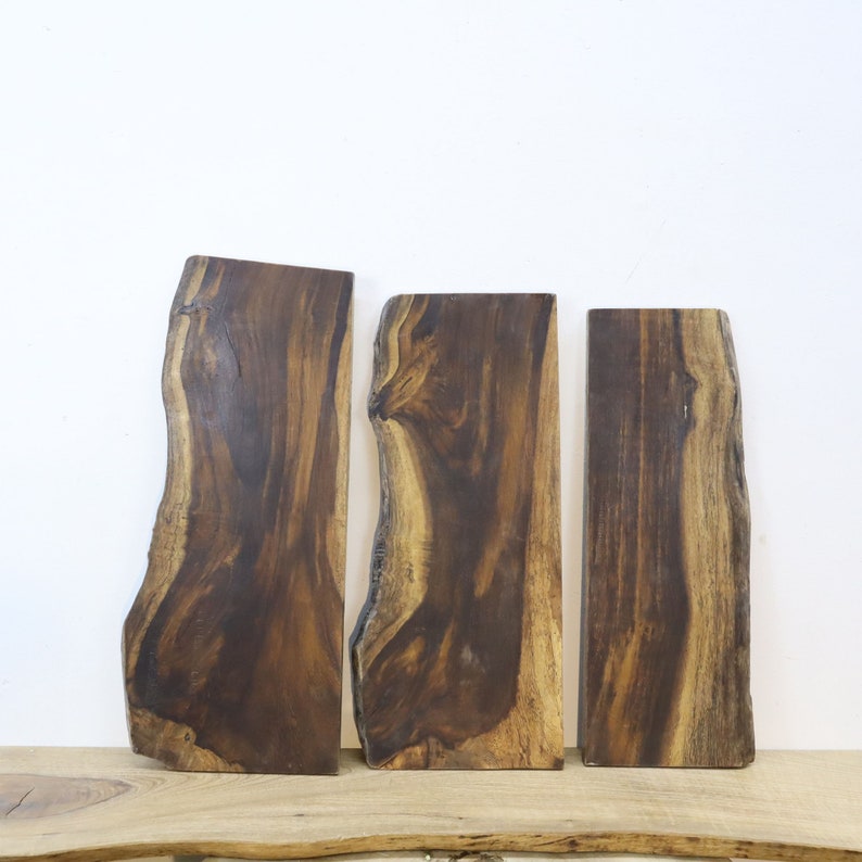 Live Edge Wood Wall Shelf, Minimalist Floating Shelf in Dark Brown