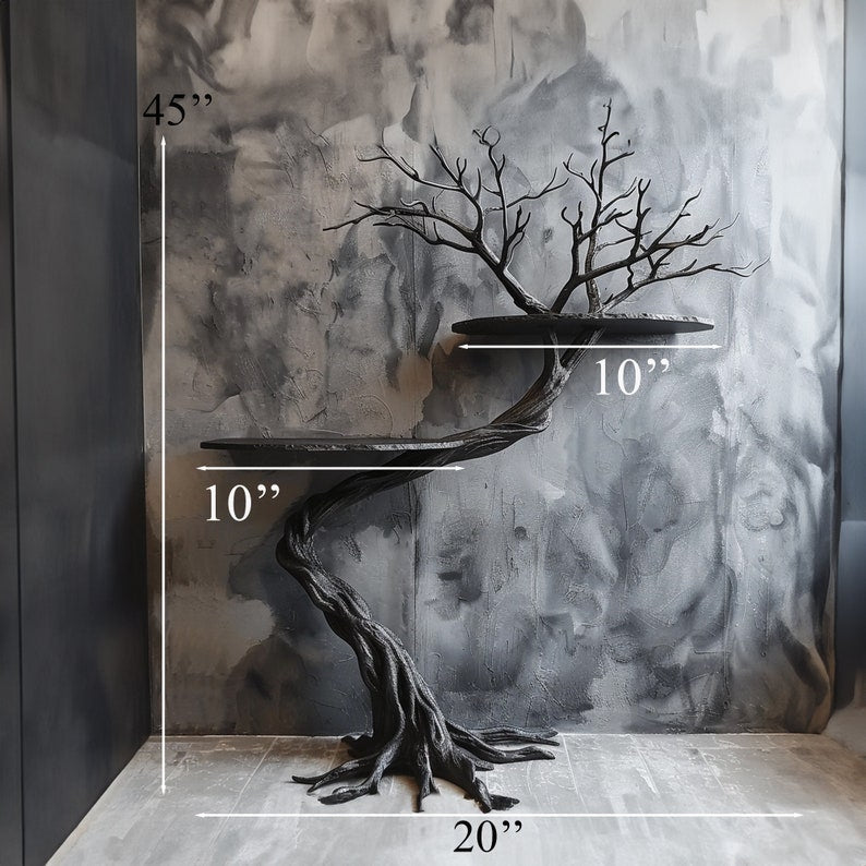 Handmade Wild Mulberry Wood Tree Shelf For Elegant Living Rooms