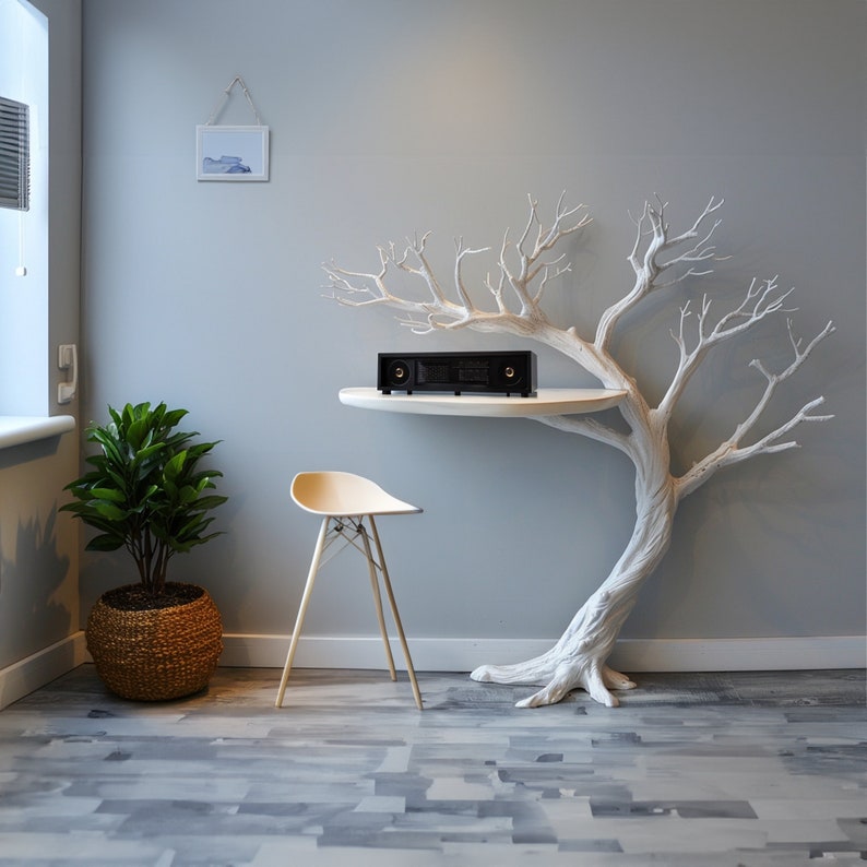 Handmade Wild Mulberry Wood Tree Shelf For Elegant Living Rooms