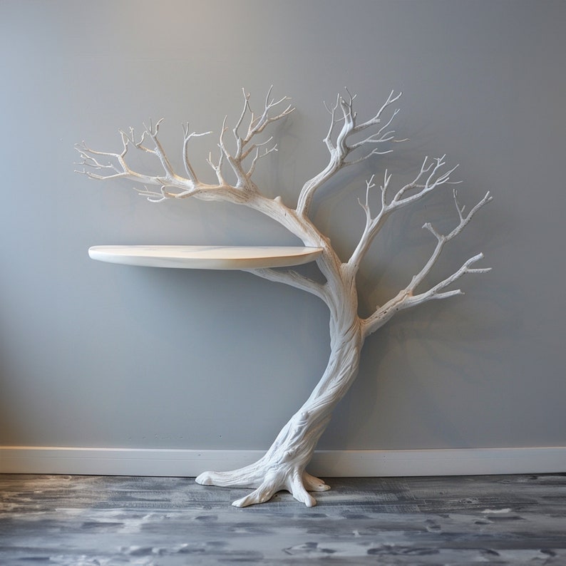 Handmade Wild Mulberry Wood Tree Shelf For Elegant Living Rooms