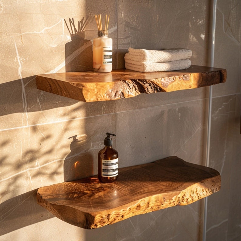 Floating Wood Shelf Live Edge