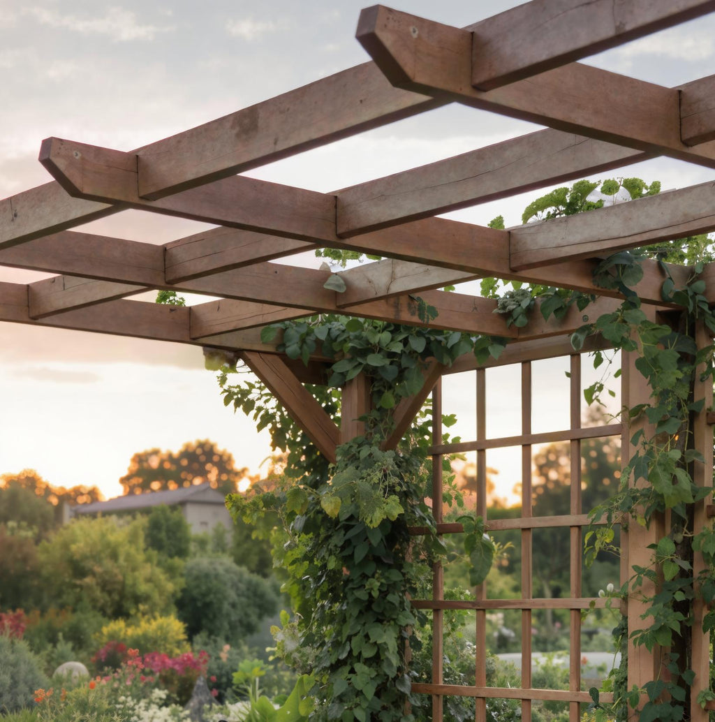 Garden Pergola Trellis, Rustic Solid Wood Arbor for Patio or Yard