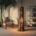 Rustic Log Floor Lamp Hollowed Wood Lamp for Living Room and Bedroom