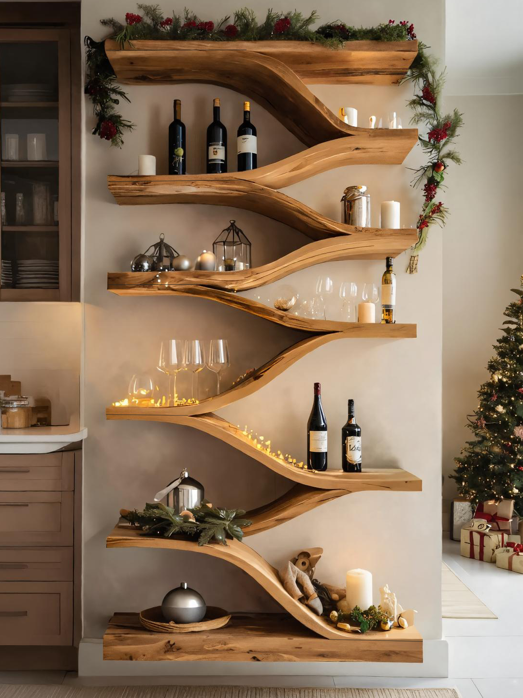 Christmas Handmade Sculptural Wall Shelf For Dining Room
