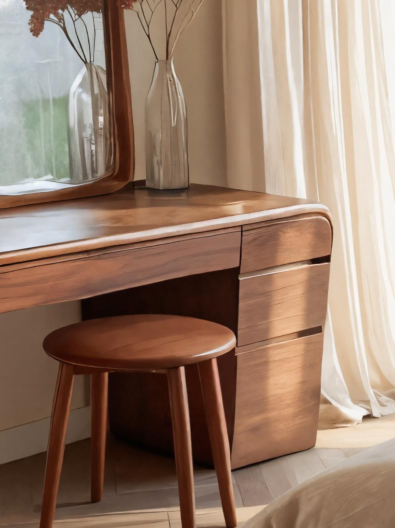 Contemporary Handmade Vanity Table With Drawers For Bedroom