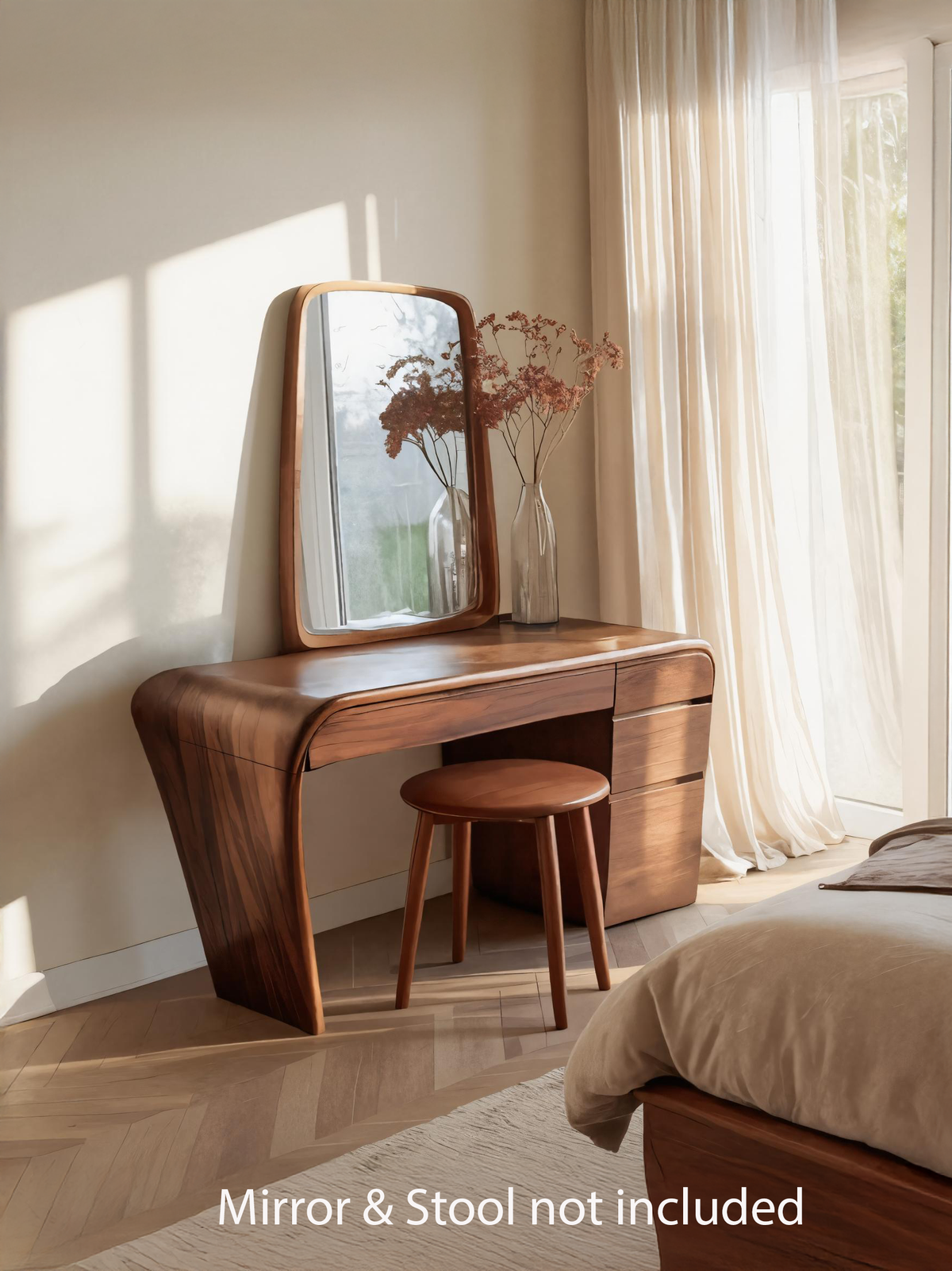 Contemporary Handmade Vanity Table With Drawers For Bedroom