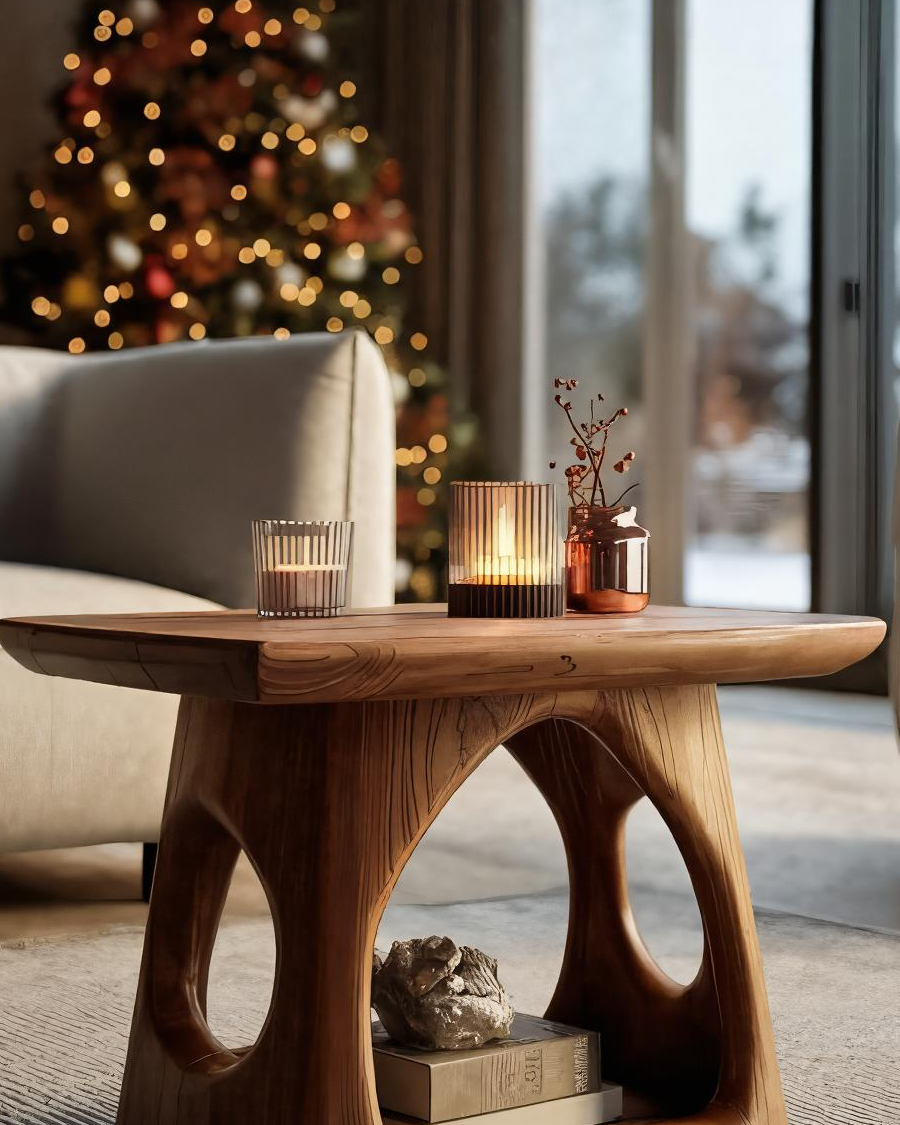 Artistic Sculptural Side Table For Holiday Decoration