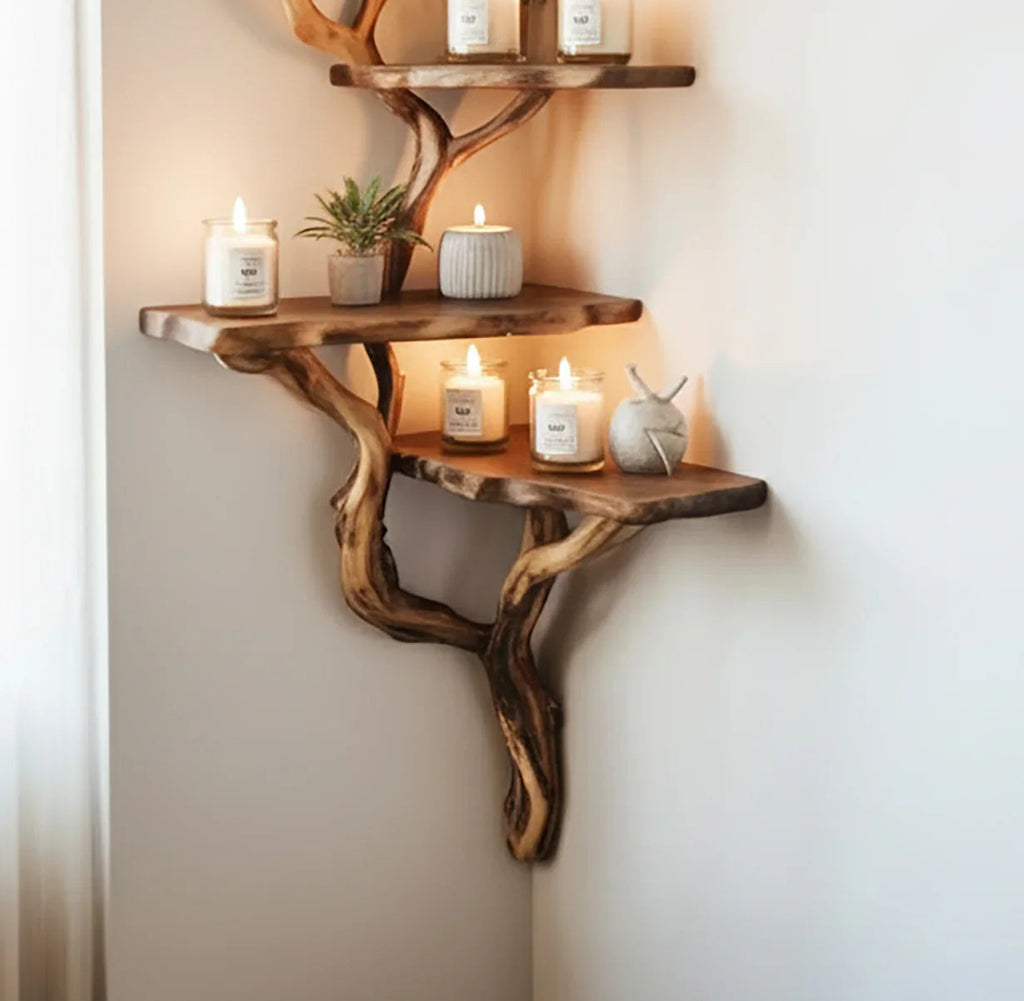 Solid Wood Floating Corner Shelf