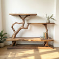 Narrow Rustic Console Table With Shelves