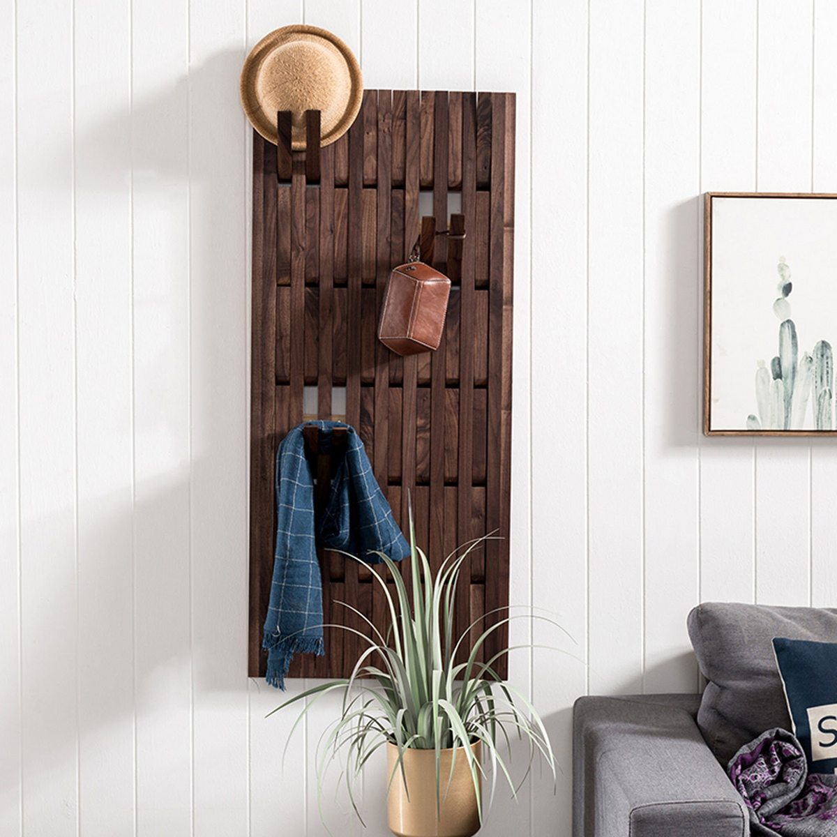 Piano Hat Rack, Wall Mounted Solid Wood Keyboard Hooks for Entryway