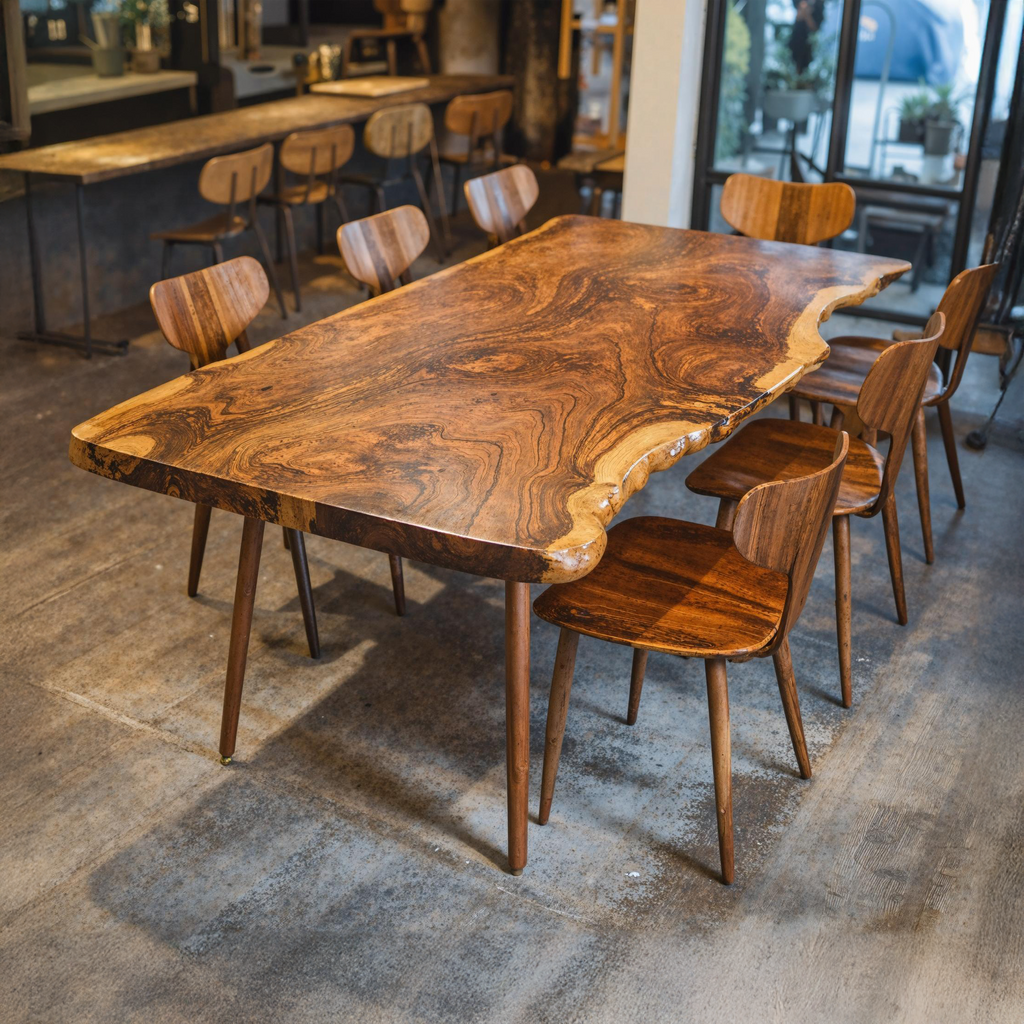 Contemporary Large Wooden Dining Table For Open Dining Area