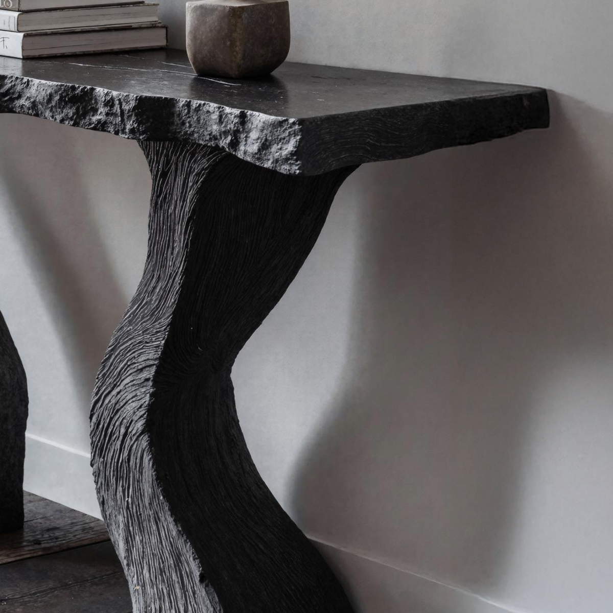 Handcrafted Black Wood Console Table For Entryways