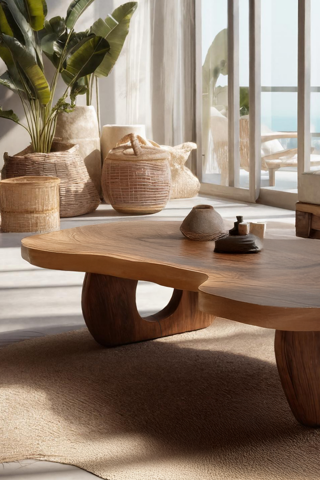 Handcrafted Rustic Wooden Live Edge Coffee Table For Decor