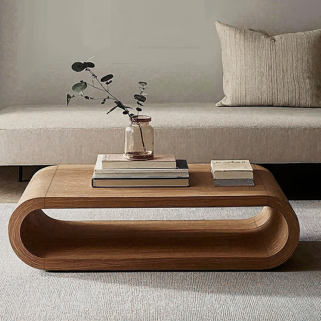 Vintage Coffee Table, Antique-Style Natural Wood for Family Rooms