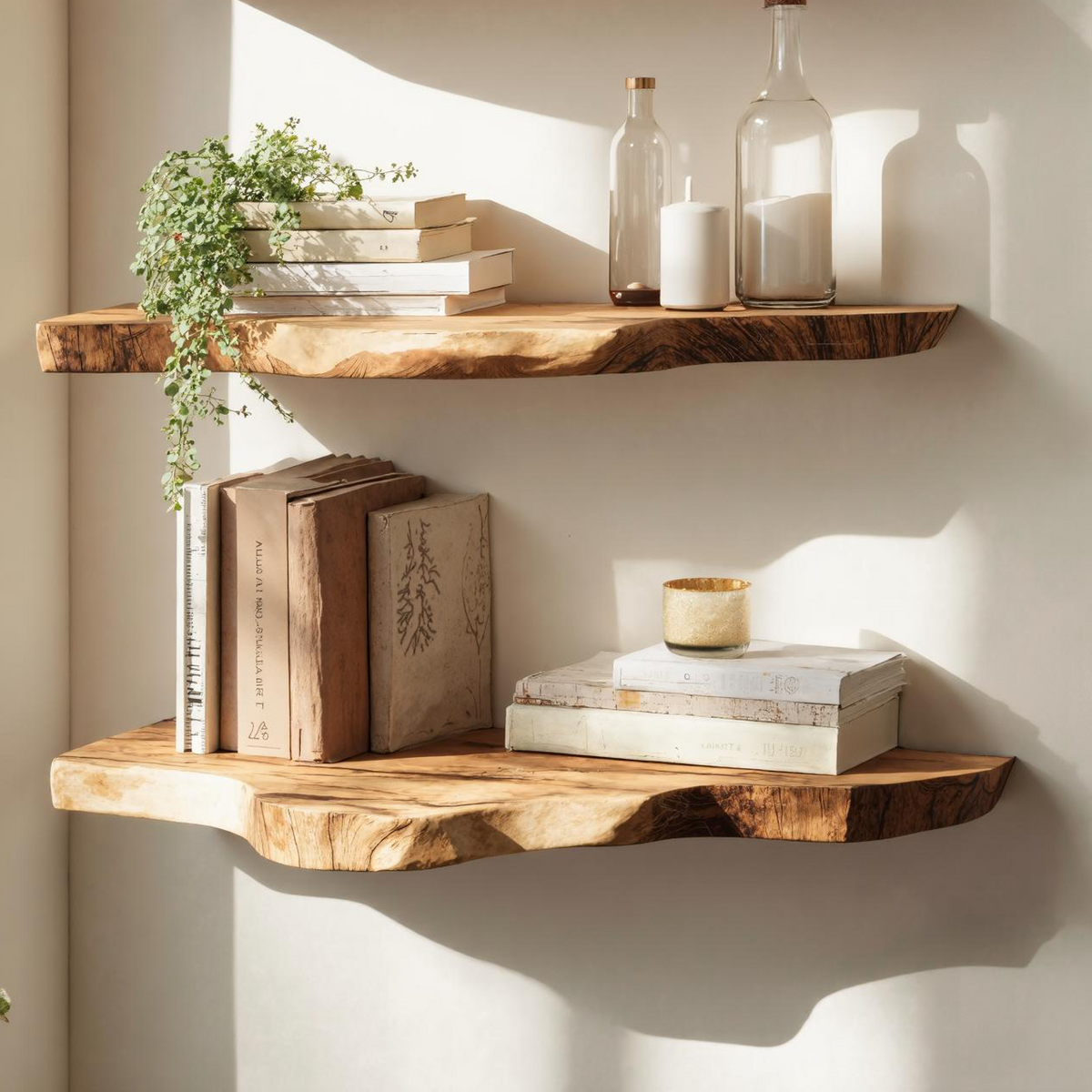 Handcrafted Live Edge Floating Bookshelf Furniture Decor
