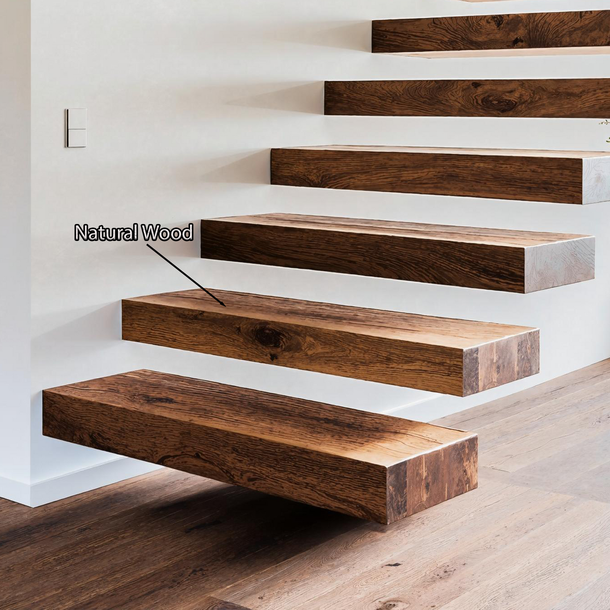 Farmhouse Solid Wood Stair Rustic Home Feature