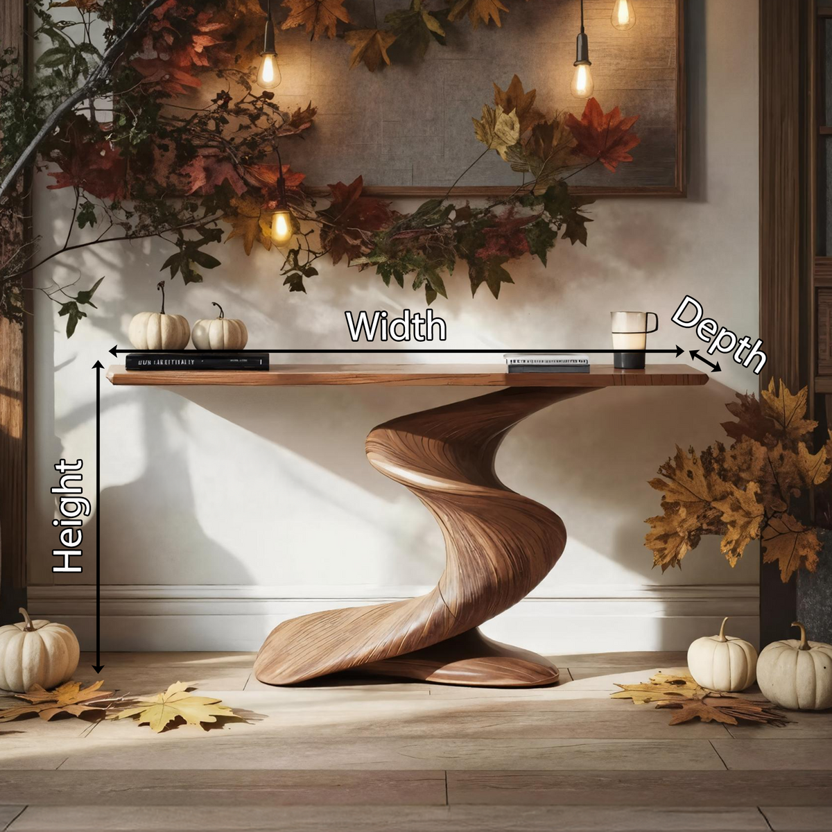 Rustic Entryway Console Table, Farmhouse Natural Wood Hall Table