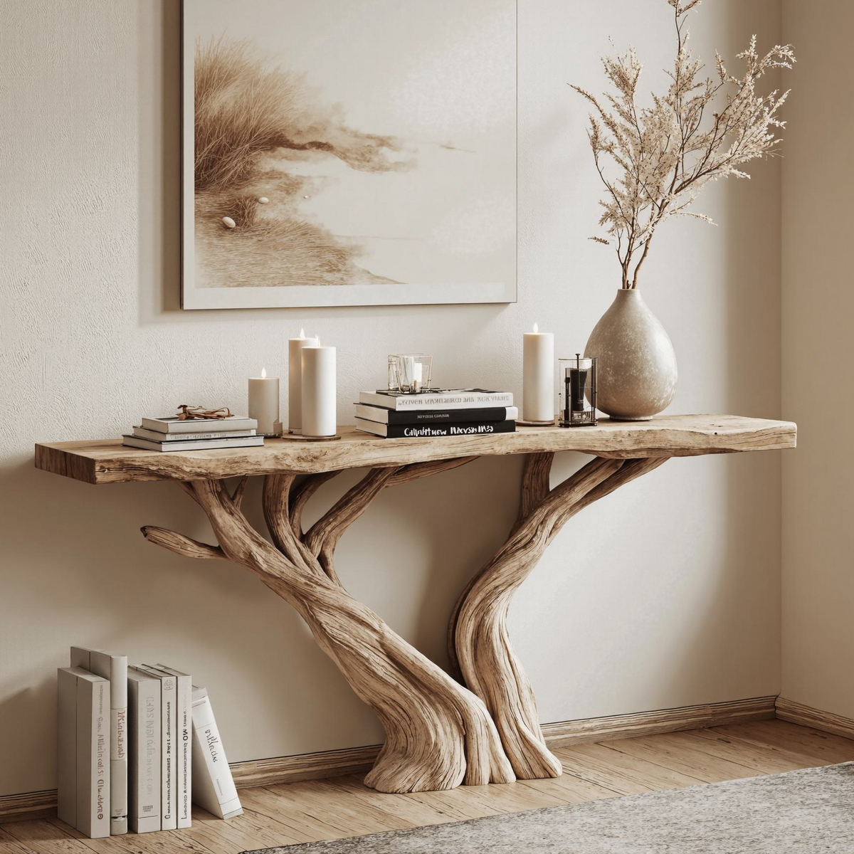 Live Edge Console Table, Handcrafted Rustic Wood Hallway Table