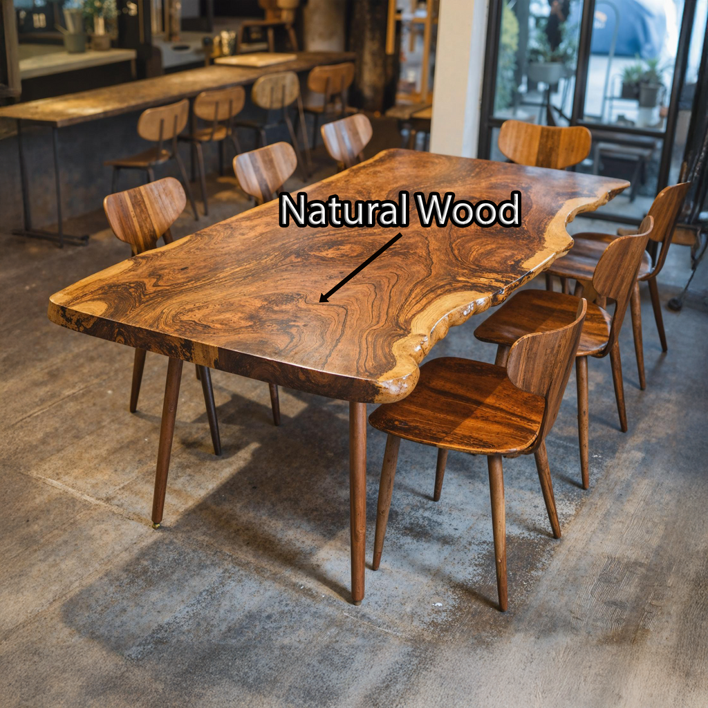 Contemporary Large Wooden Dining Table For Open Dining Area