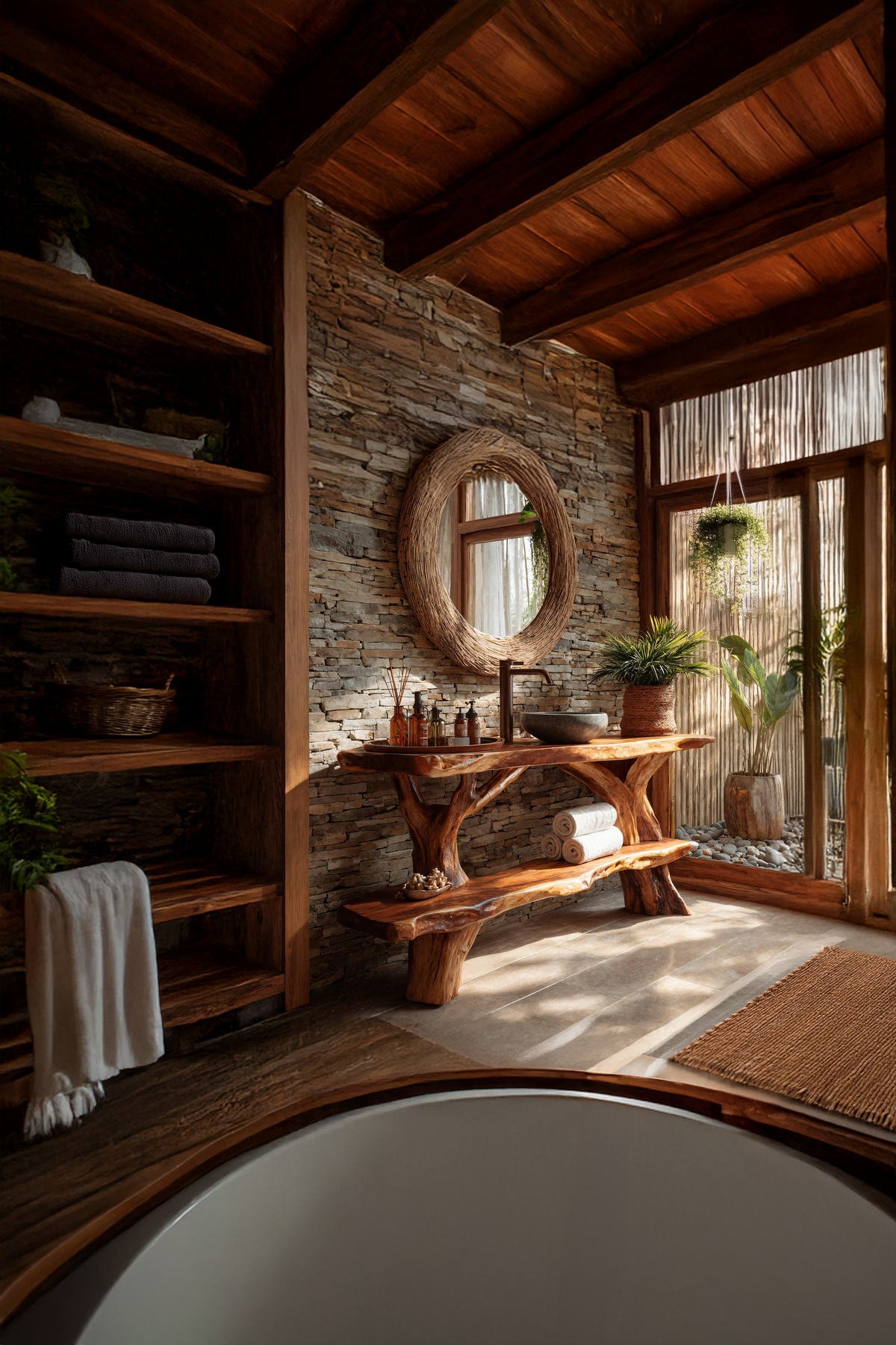 Handcrafted Solid Wood Vanity For Stylish Bathroom Furniture Design