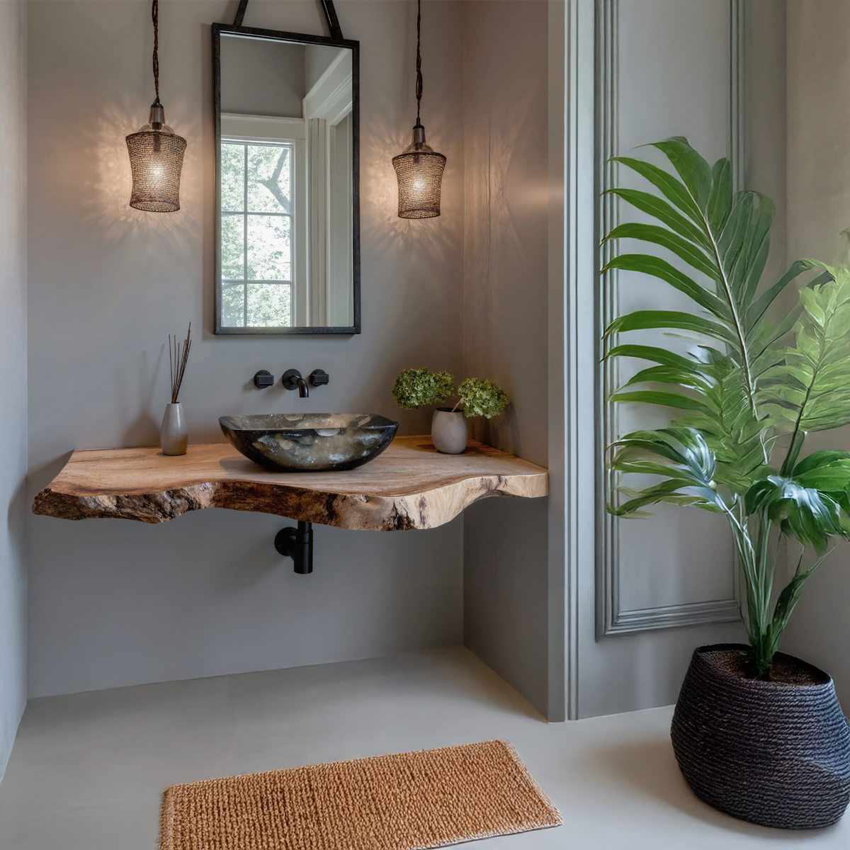 Custom Rustic Floating Bathroom Vanity Shelf With Rustic Charm