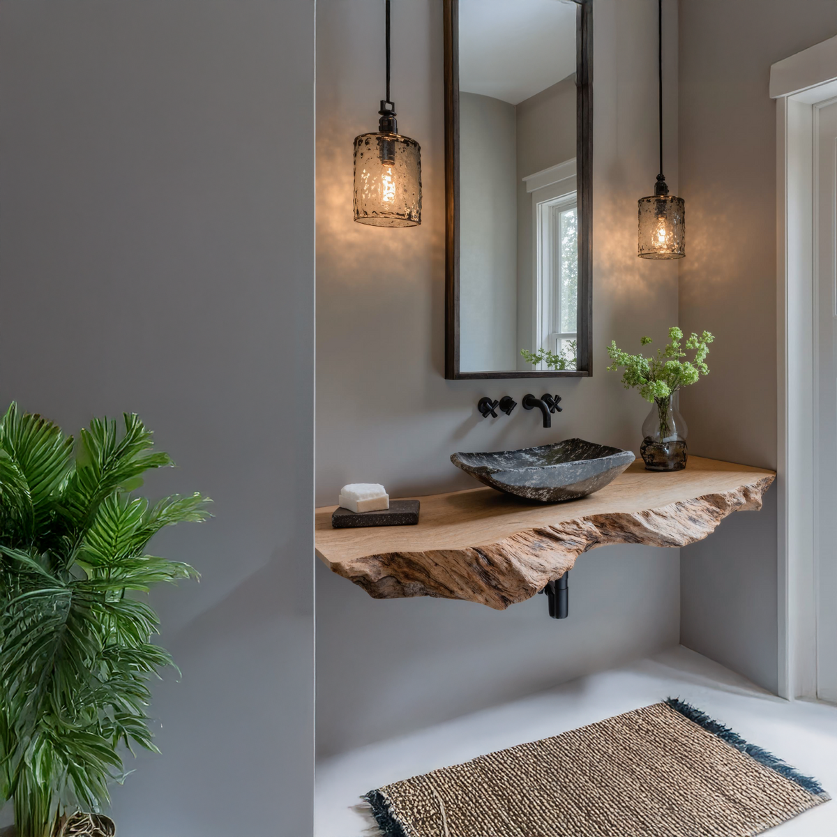 Handcrafted Rustic Styles Floating Vanity Shelf For Small Bathrooms