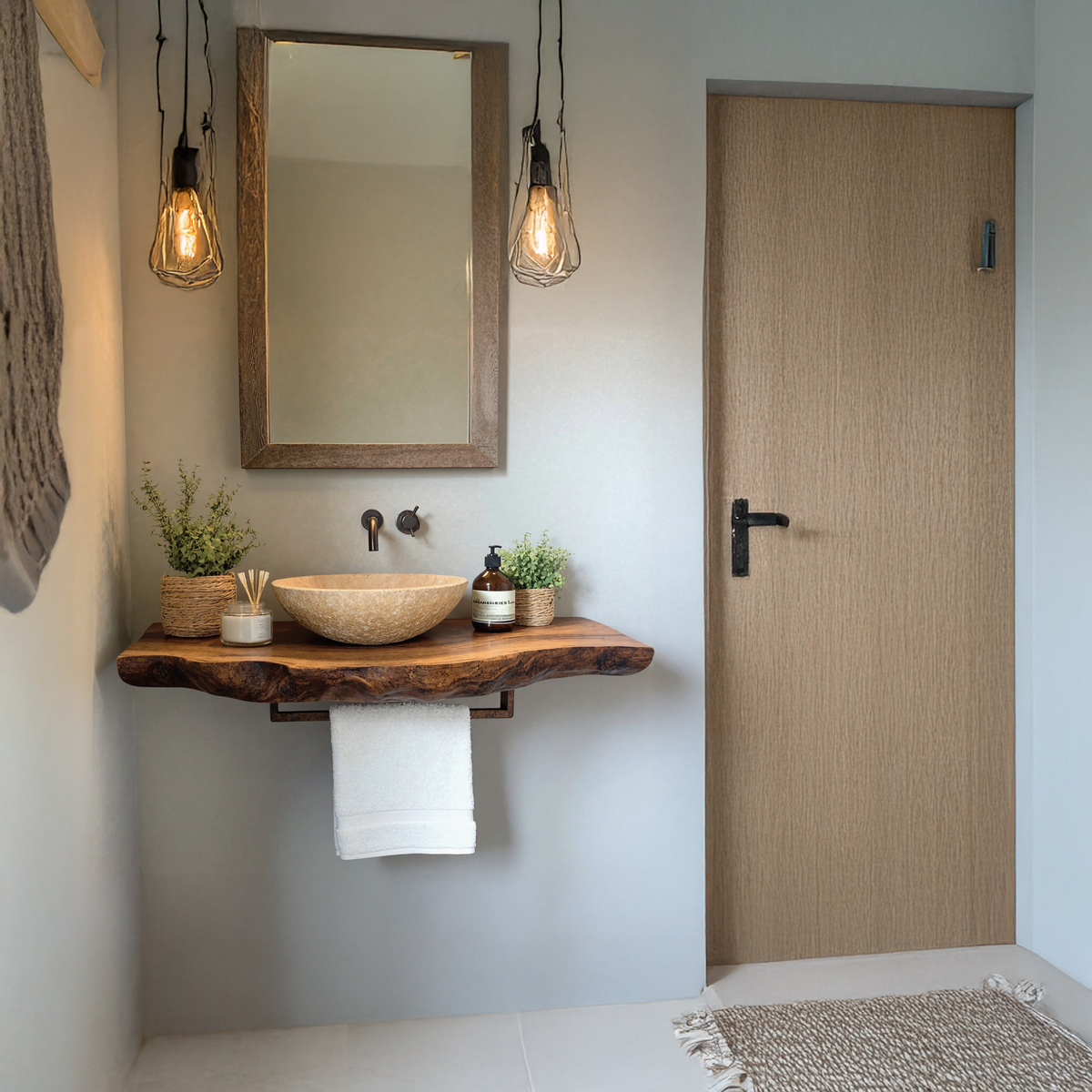 Handcrafted Bathroom Vanity Shelf, Rustic Floating Wood Sink Top