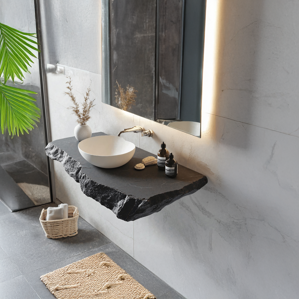 Floating Edge Bathroom Vanity Wood Shelf