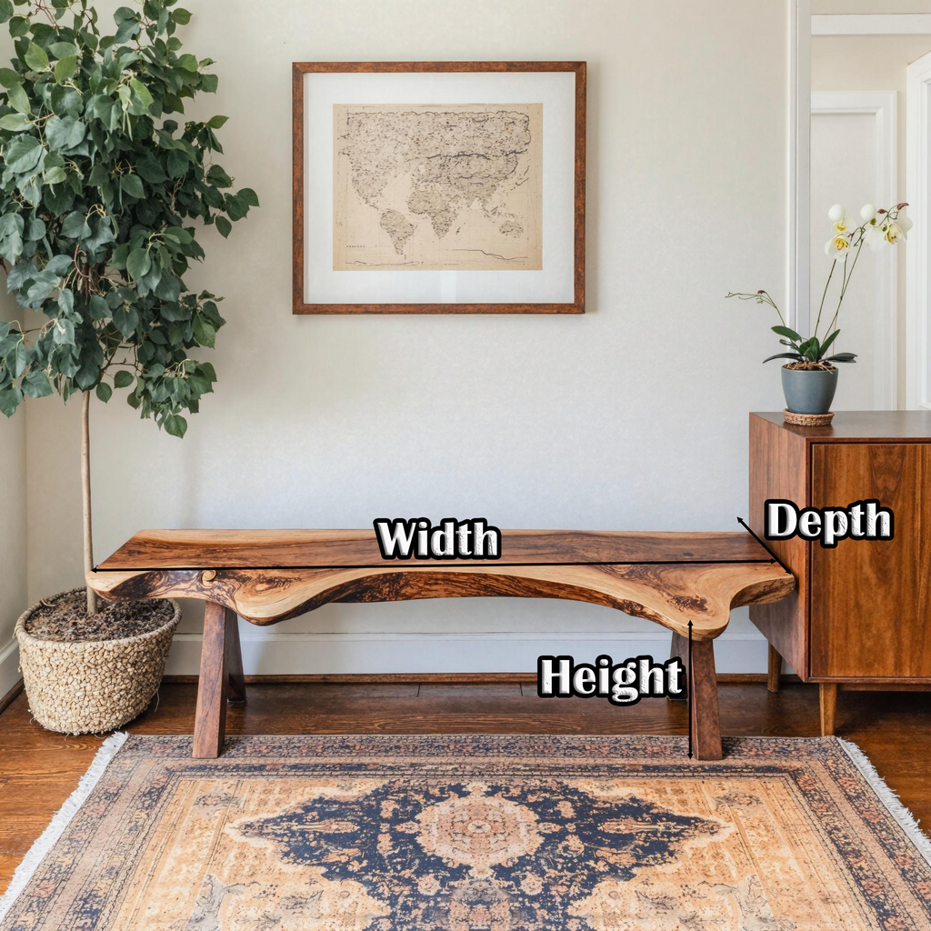 Handcrafted Wood Bench, Rustic Living Room and Foyer Seat