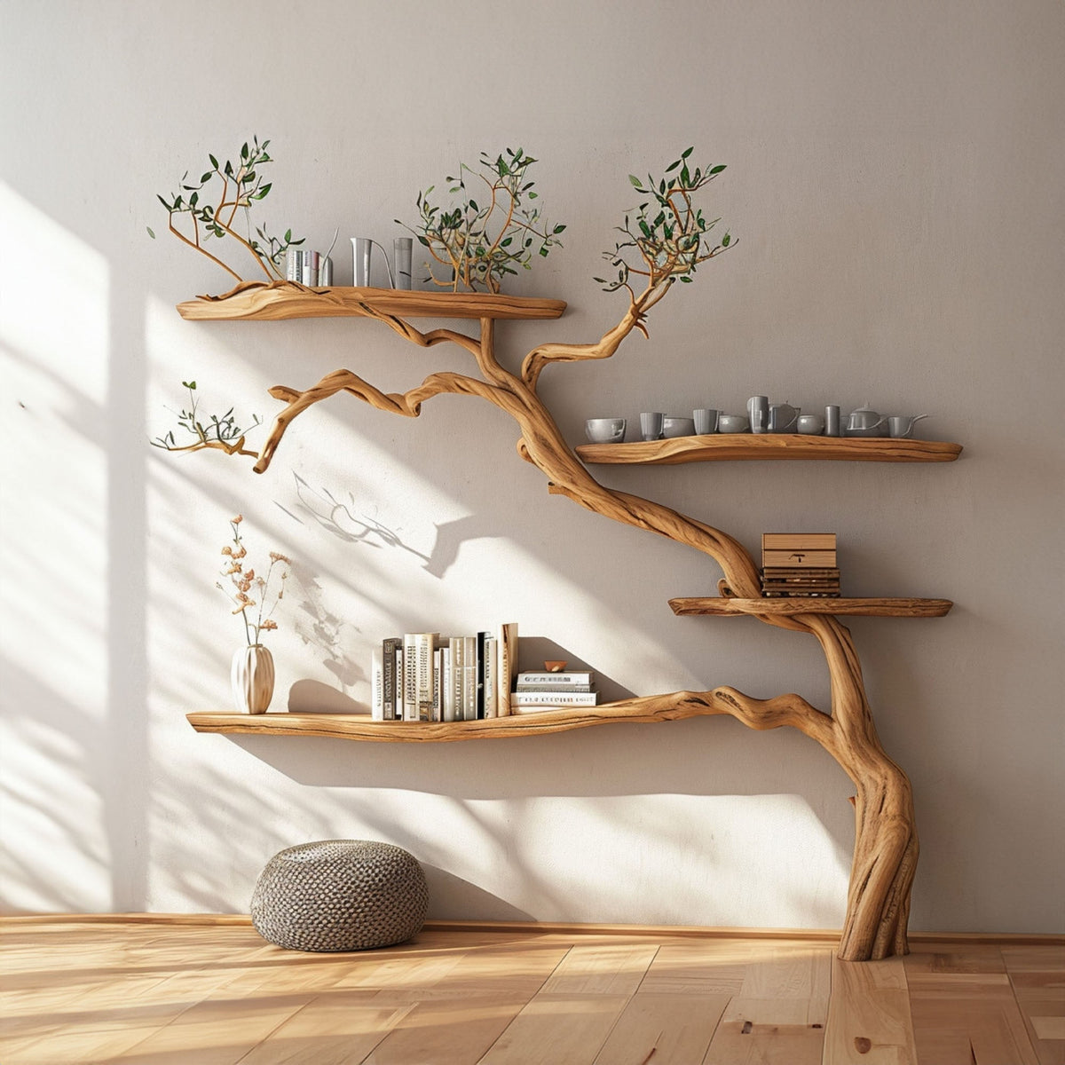 Tree Branch Floating Shelves, Montessori Wall Mount Bookshelf