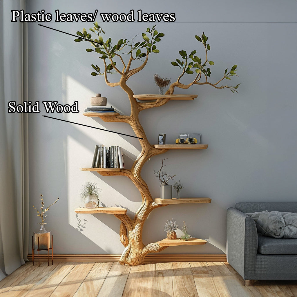 Mulberry Wood Tree Bookshelf, Artistic Wall Decor for Bedroom