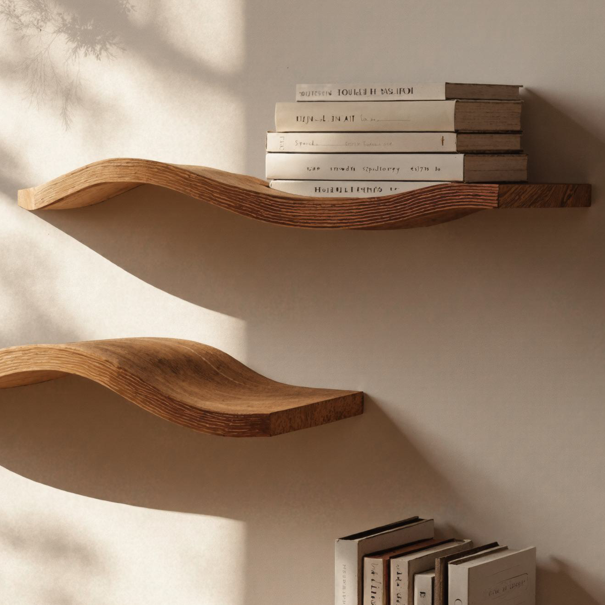 Wavy Floating Shelf, Farmhouse Live Edge Wood Shelf for Living Room
