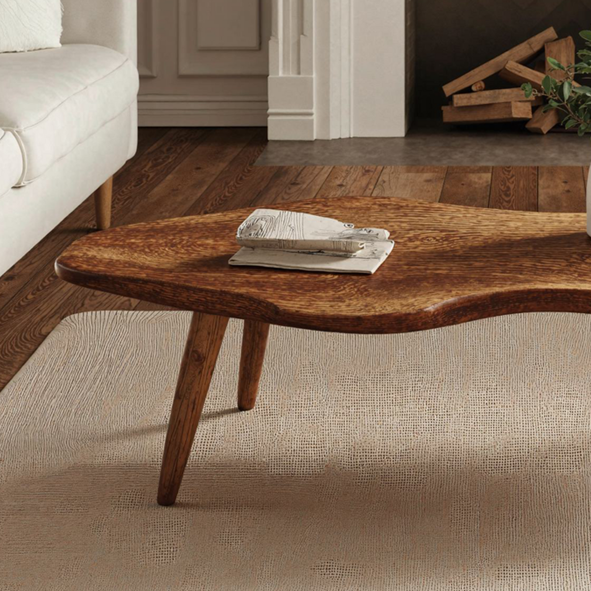 Live Edge Coffee Table, Rustic Solid Wood Centerpiece for Living Room