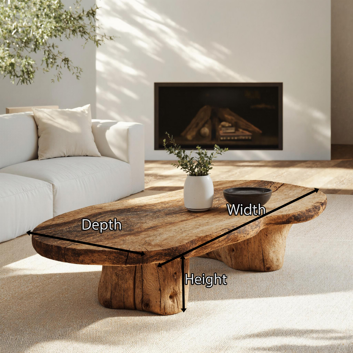 Vintage Wood Coffee Table, Low Rustic Centerpiece for Cozy Rooms