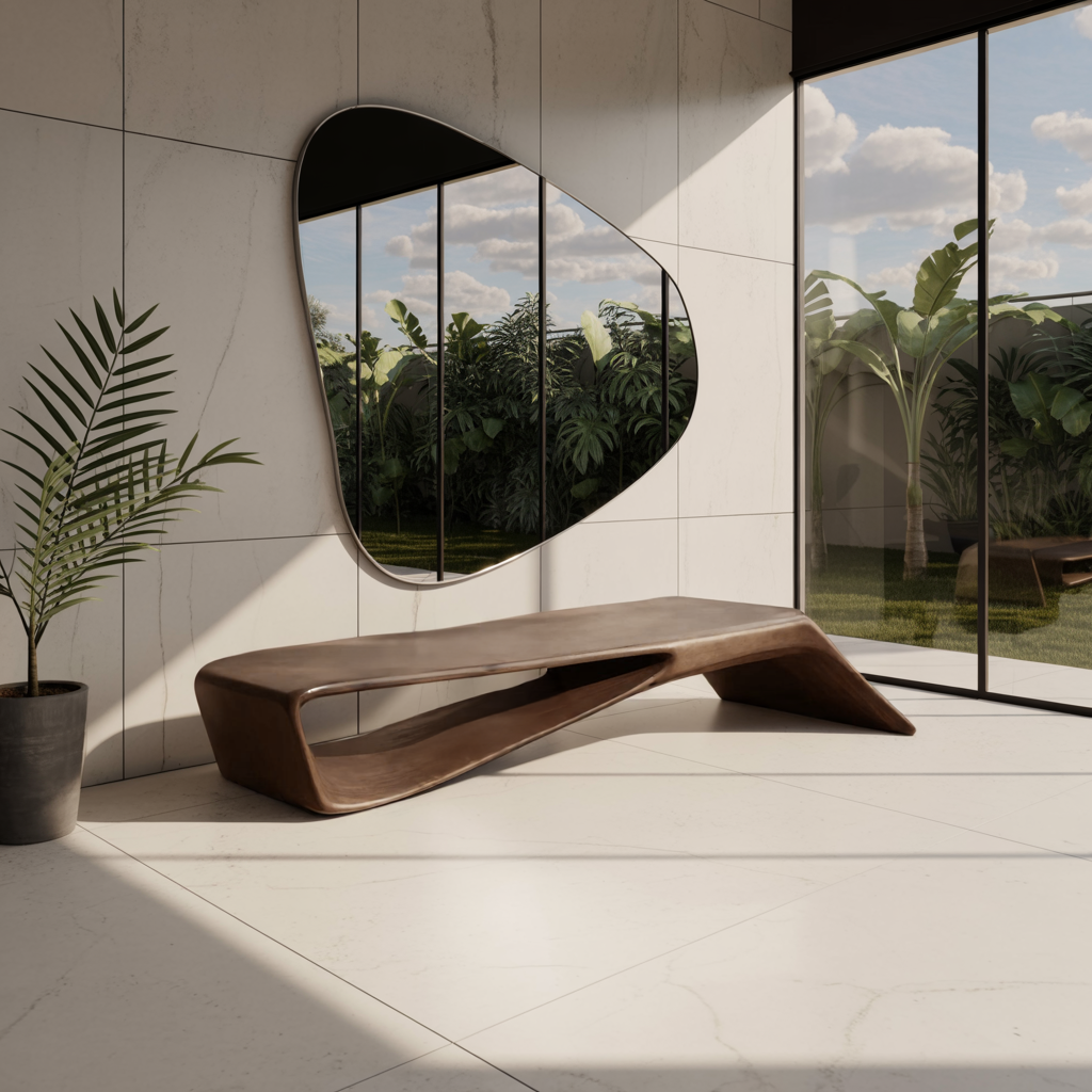 Contemporary Sculptural Bench For Entryway Hallway And Office