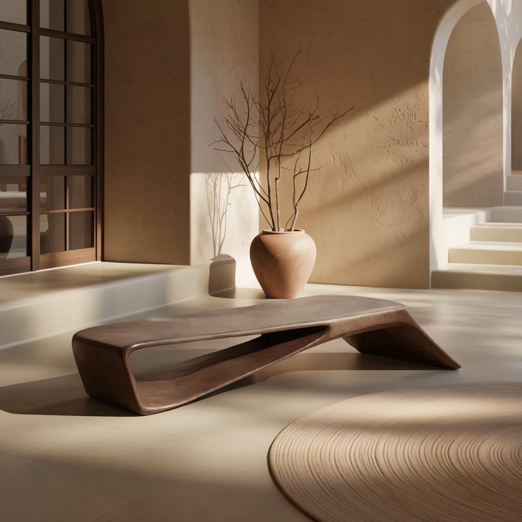Contemporary Sculptural Bench For Entryway Hallway And Office