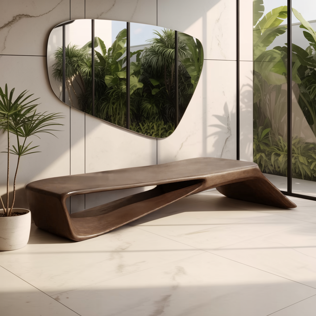 Contemporary Sculptural Bench For Entryway Hallway And Office