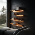 Wood Wall Shelf, Rustic Floating Slab for Living Room or Office