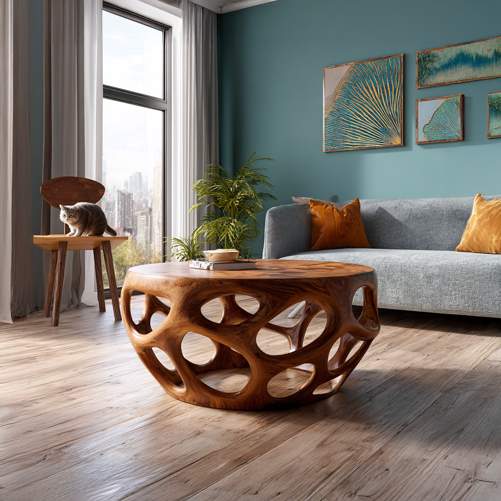 Farmhouse Coffee Table Reclaimed Wood Round Gift