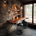 Live Edge Floating Bar Table, Wall-Mounted Solid Wood Dining Shelf