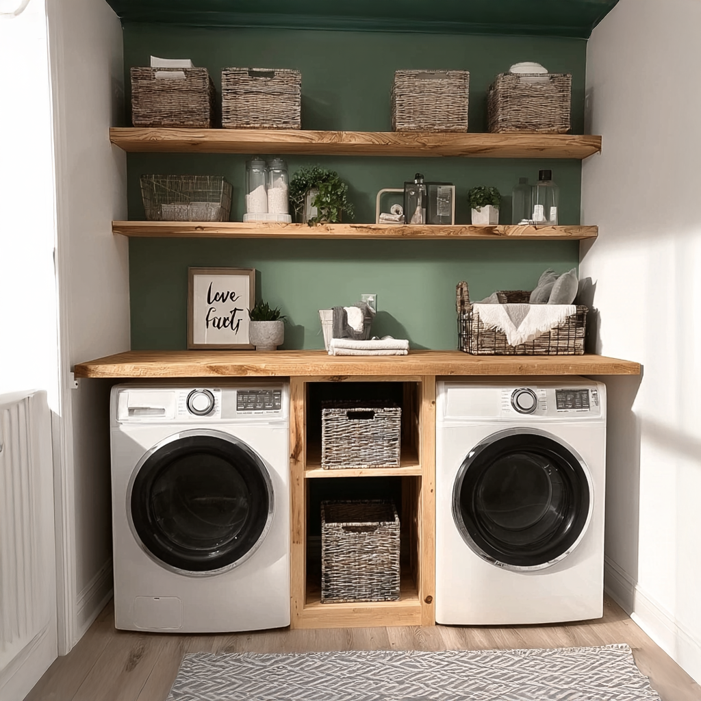 Laundry Nook Shelf Handmade Rustic Wood Gift