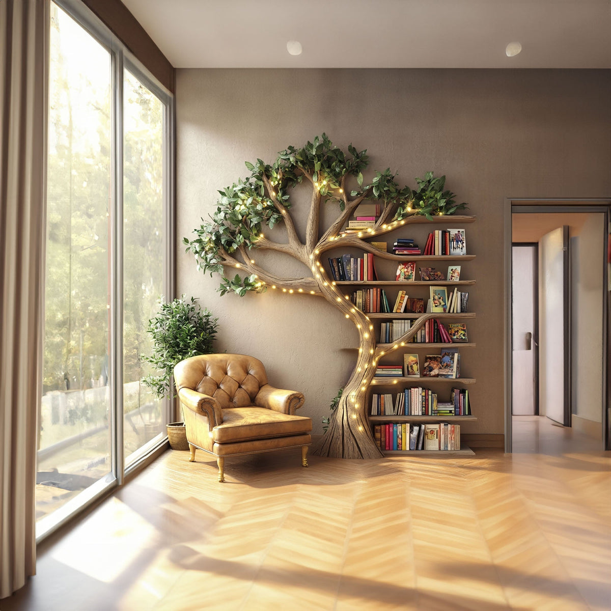 Tree Branch Bookshelf, Floating Wall Shelves for Living Room