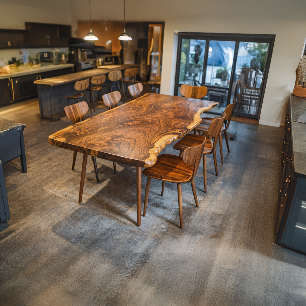 Contemporary Large Wooden Dining Table For Open Dining Area