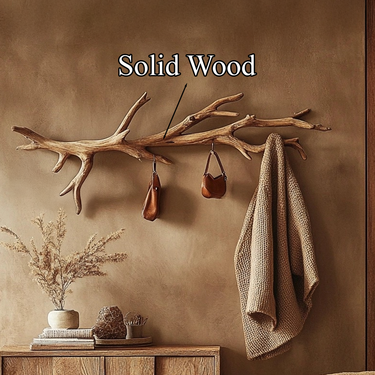 Wall Mounted Coat Rack, Driftwood Branch Hanger for Entryway