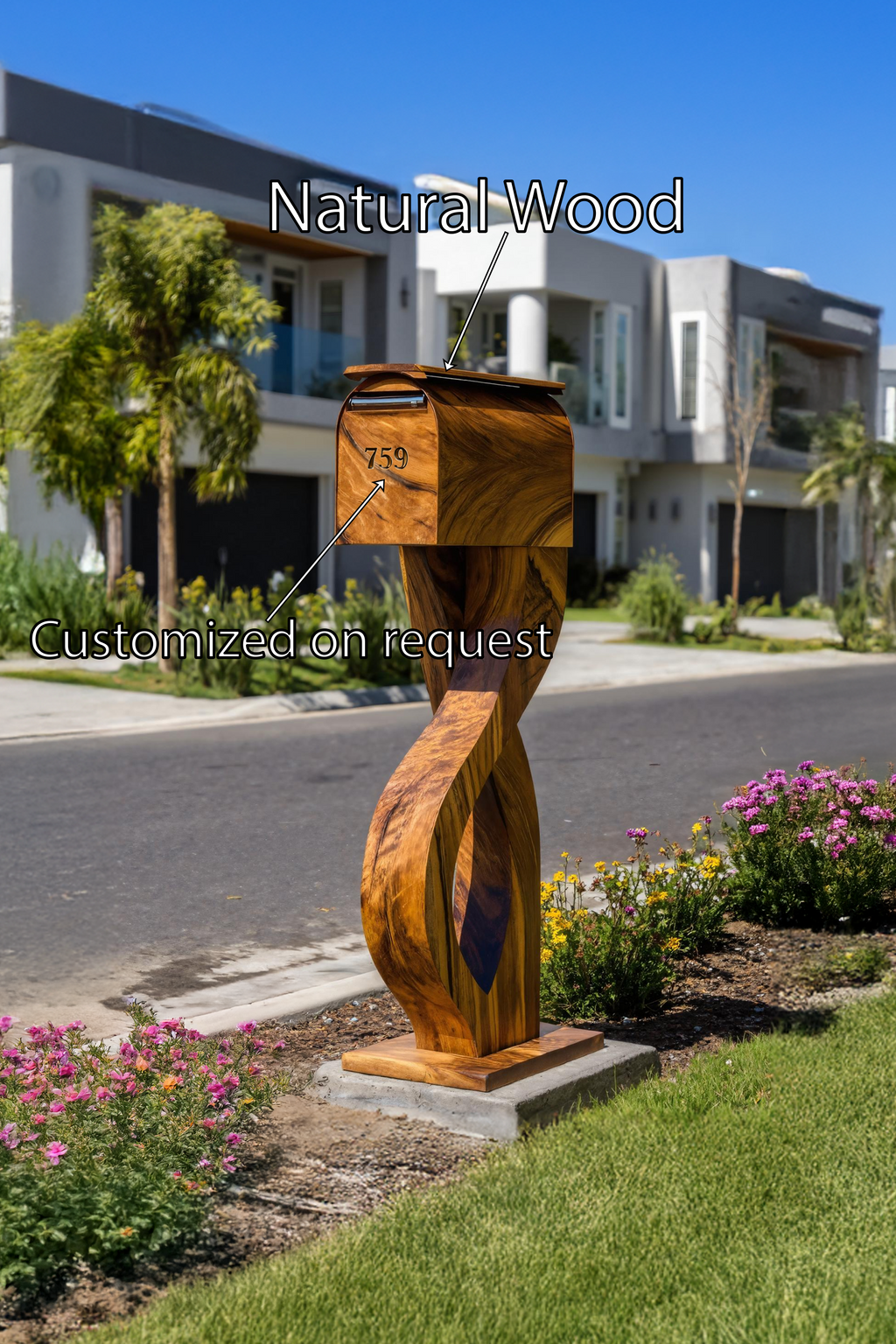 Handcrafted Wooden Sculpture Mailbox For Outdoor Patio Design