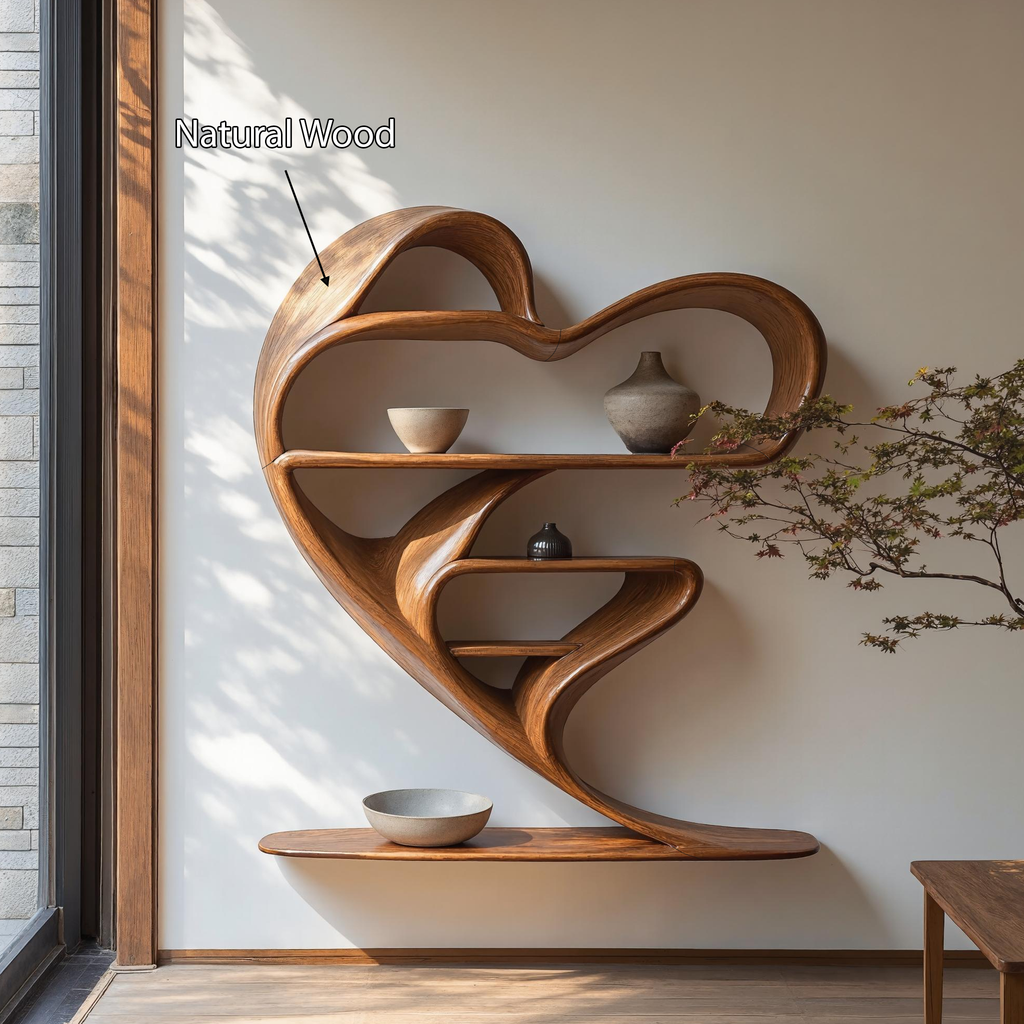 Live Edge Wall Shelf Unit, Mid Century Floating Bookshelf