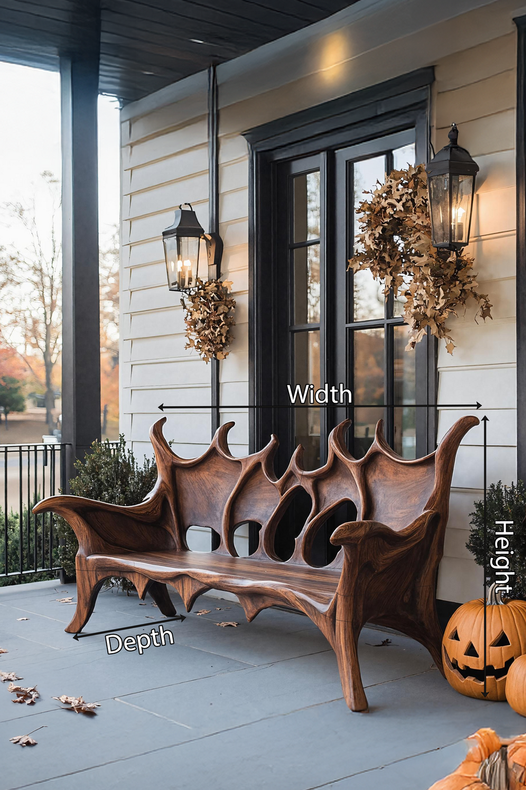 Farmhouse Live Edge Outdoor Bench For Patio And Garden Decor