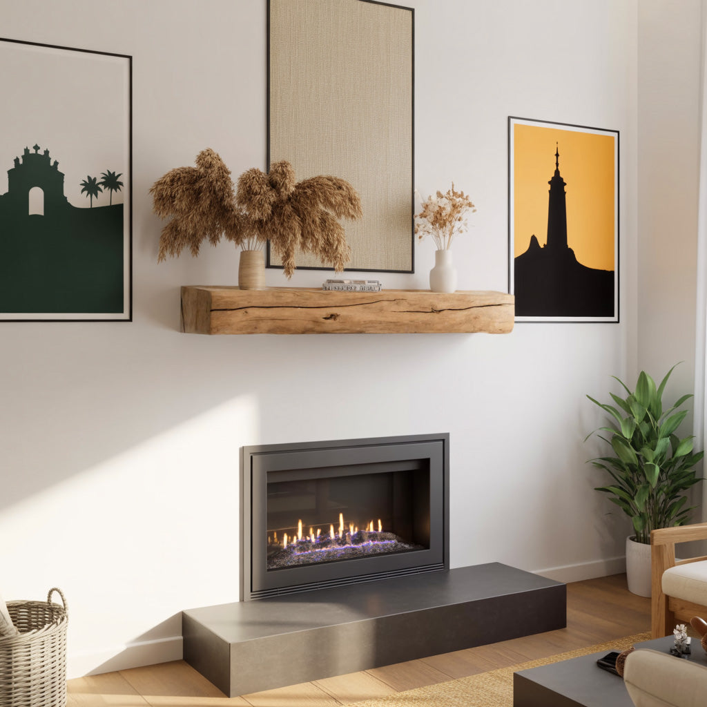Live Edge Fireplace Mantel, Rustic Solid Wood Beam Shelf