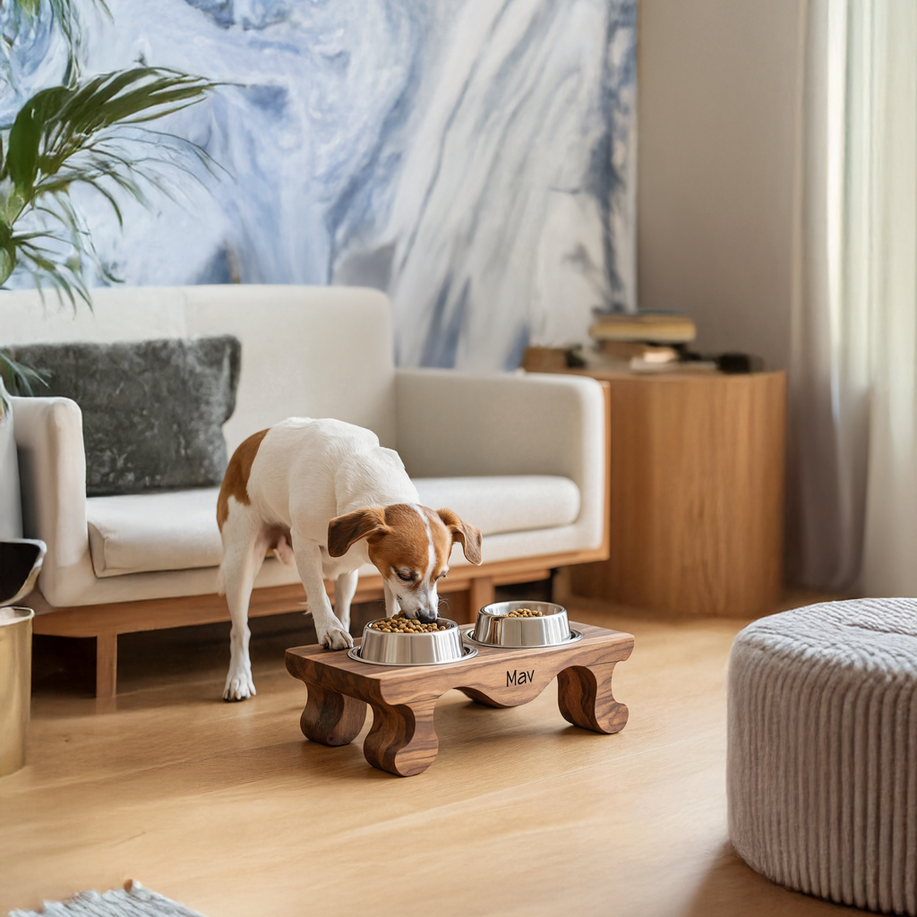 Handcrafted Feeding Stand For Dog Kitchen Corner